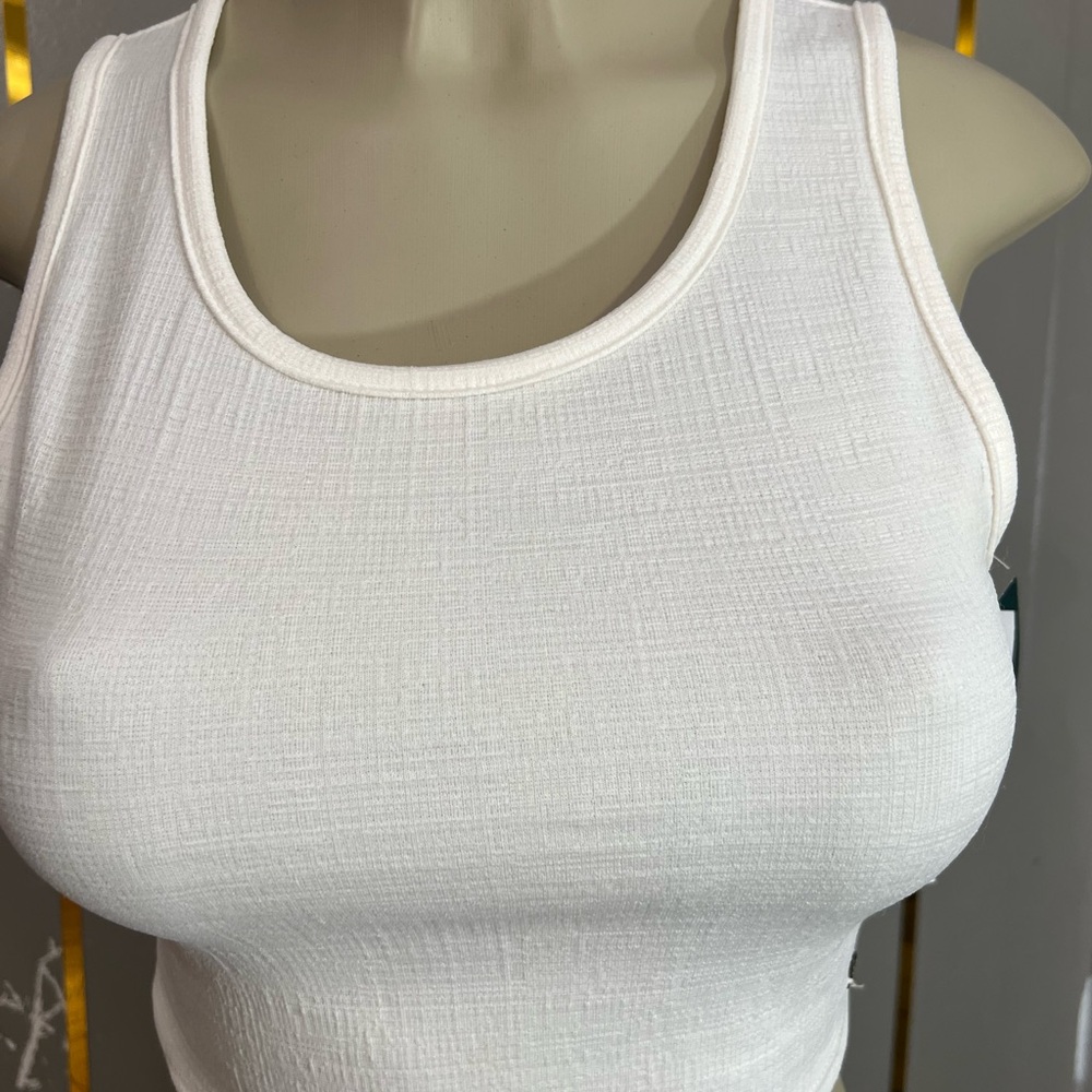 Roxy White Fitted Ribbed Tank Crop Top